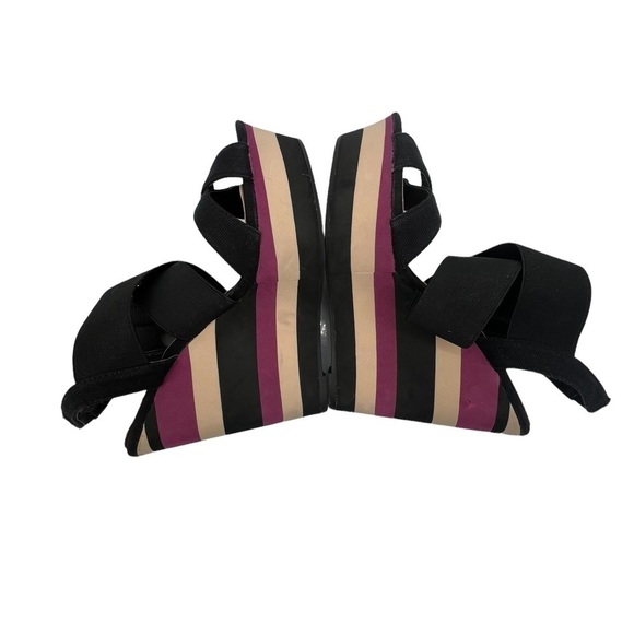 Madden Girl Black Purple Cappe Slingback Platform Wedge Sandals Size 7 Women’s - Picture 6 of 10